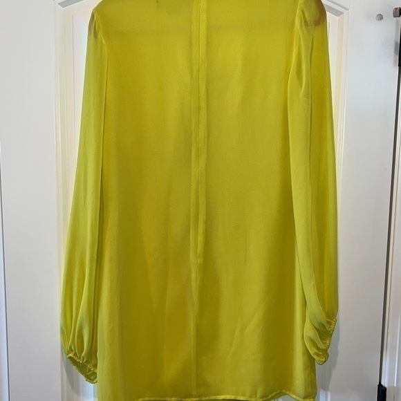 Bright bold lemon yellow tunic dress-metallic Art Deco neckline size small - Picture 5 of 8